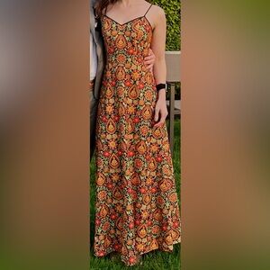 ML Monique Lhuillier Orange Floral Embroidered Dress